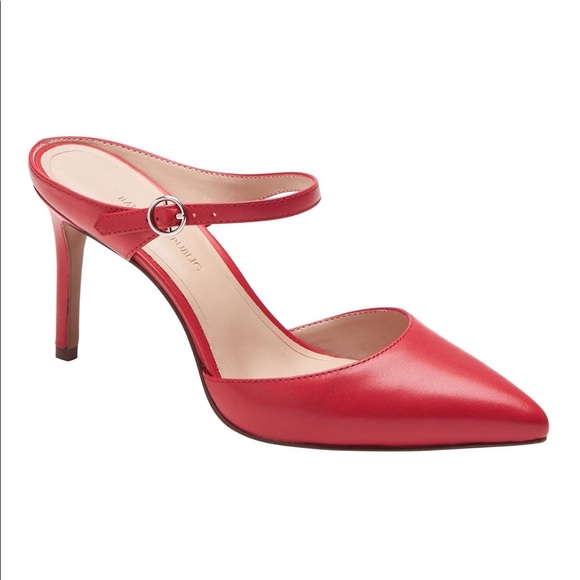 NWB Banana Republic Red Slip On Mule Pump Heel Holiday Shoe Sz 9 - Picture 2 of 14